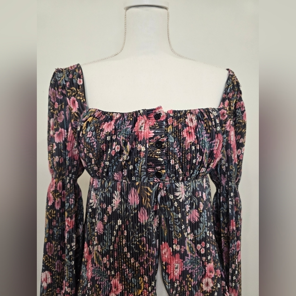 Bohemiam Floral Black and Pink Women's Top - Picture 6 of 9